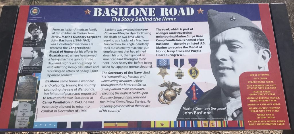 BASILONE ROAD WAR MEMORIAL PANEL SAN CLEMENT