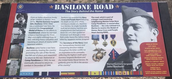 BASILONE ROAD WAR MEMORIAL PANEL SAN CLEMENT