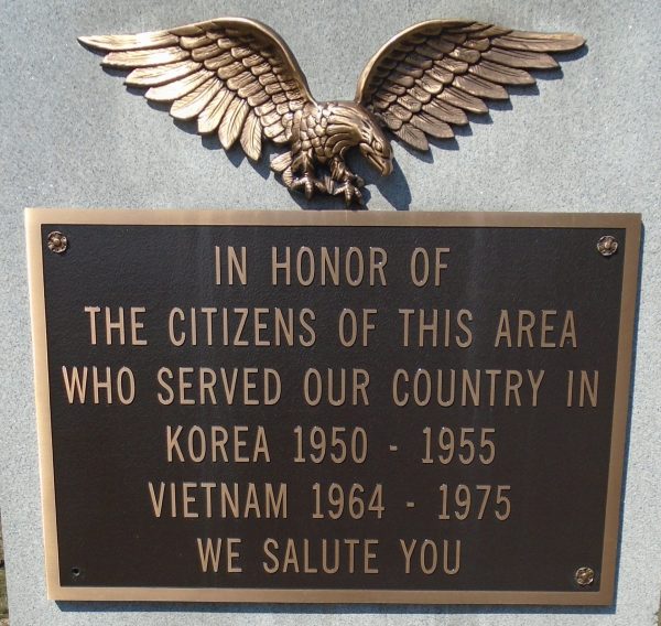 CRABTREE KOREAN AND VIETNAM WAR MEMORIAL PLAQUE