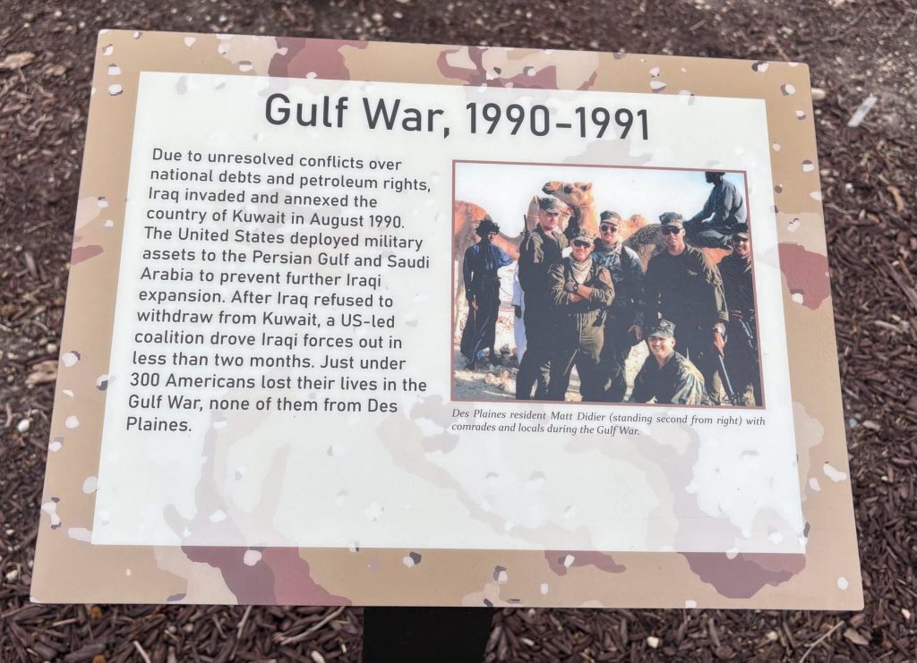 DES PLAINES GULF WAR, 1990-1991 MEMORIAL PLAQUE