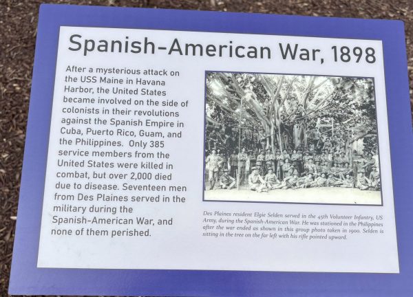 DES PLAINES SPANISH-AMERICAN WAR, 1898 MEMORIAL PLAQUE