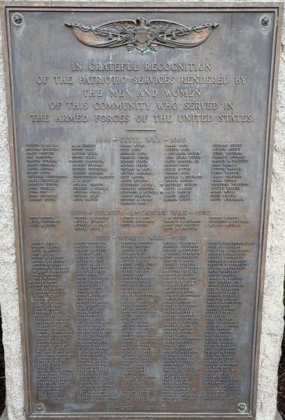 DES PLAINES WAR MEMORIAL PLAQUE