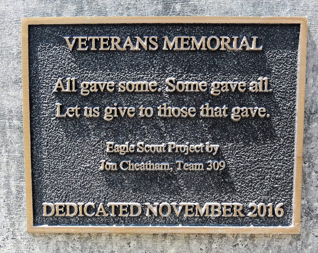 EAGLE SCOUT PROJECT JON CHEATHAM, TEAM 309 MEMORIAL BATTLEFIELD CROSS PLAQUE B