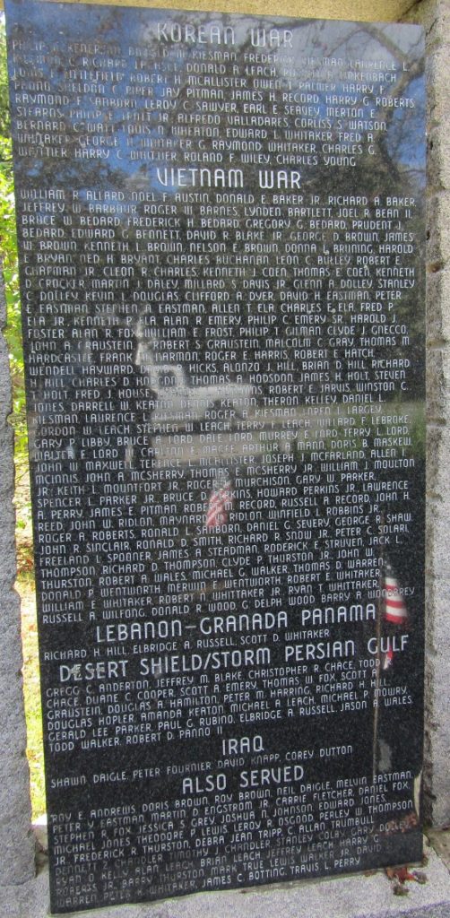 FRYEBURG HONOR ROLL WAR MEMORIAL PANEL D