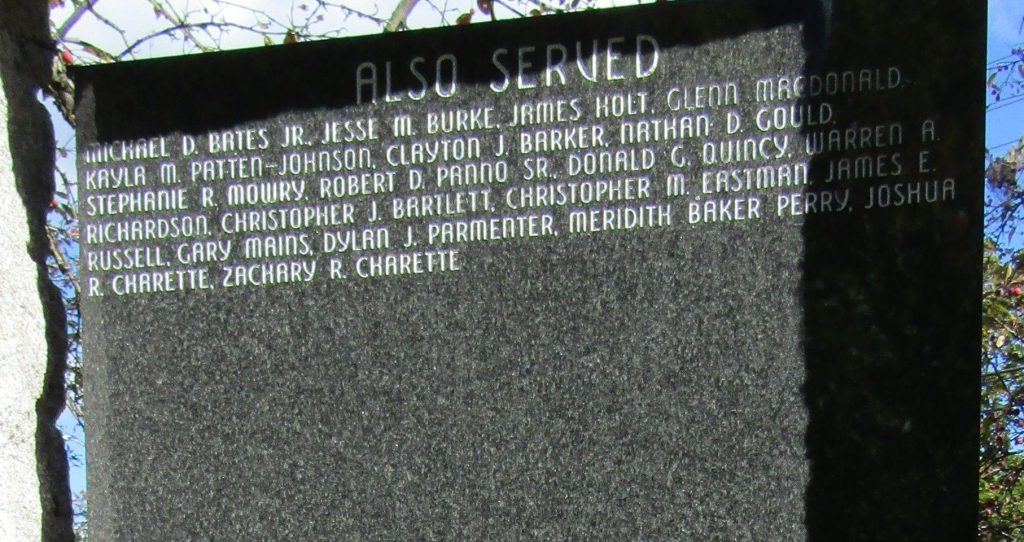 FRYEBURG HONOR ROLL WAR MEMORIAL PANEL E