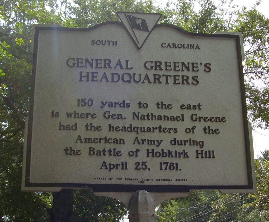 GENERAL GREENE’S HEADQUARTERS MEMORIAL MARKER
