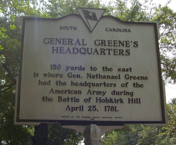 GENERAL GREENE’S HEADQUARTERS MEMORIAL MARKER