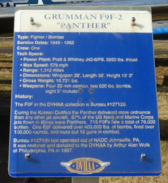 GRUMMAN F9F-2 “PANTHER” MEMORIAL PLAQUE