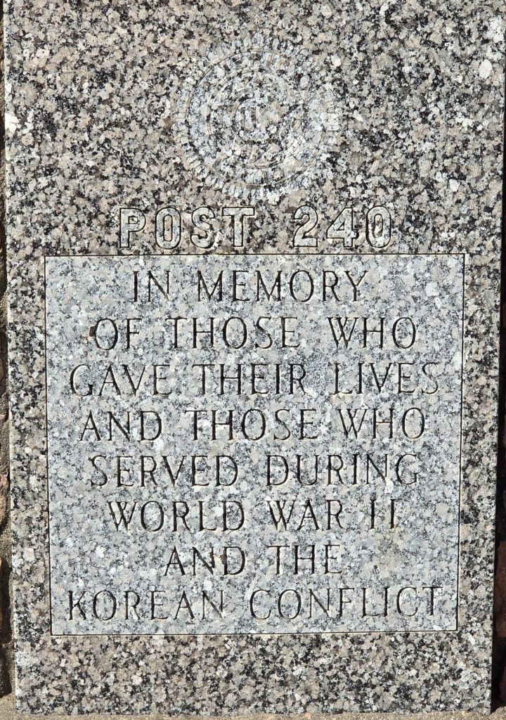 HSSK POST NO. 240 WAR VETERANS MEMORIAL STONE B