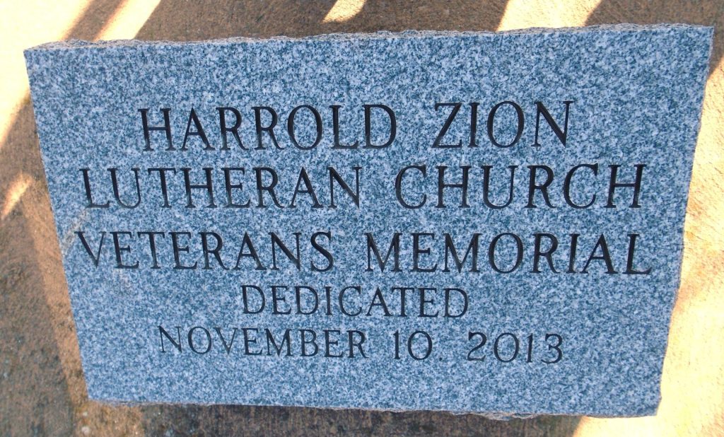 HARROLD ZION LUTHERAN CHURCH VETERANS MEMORIAL FLAGPOLE STONE