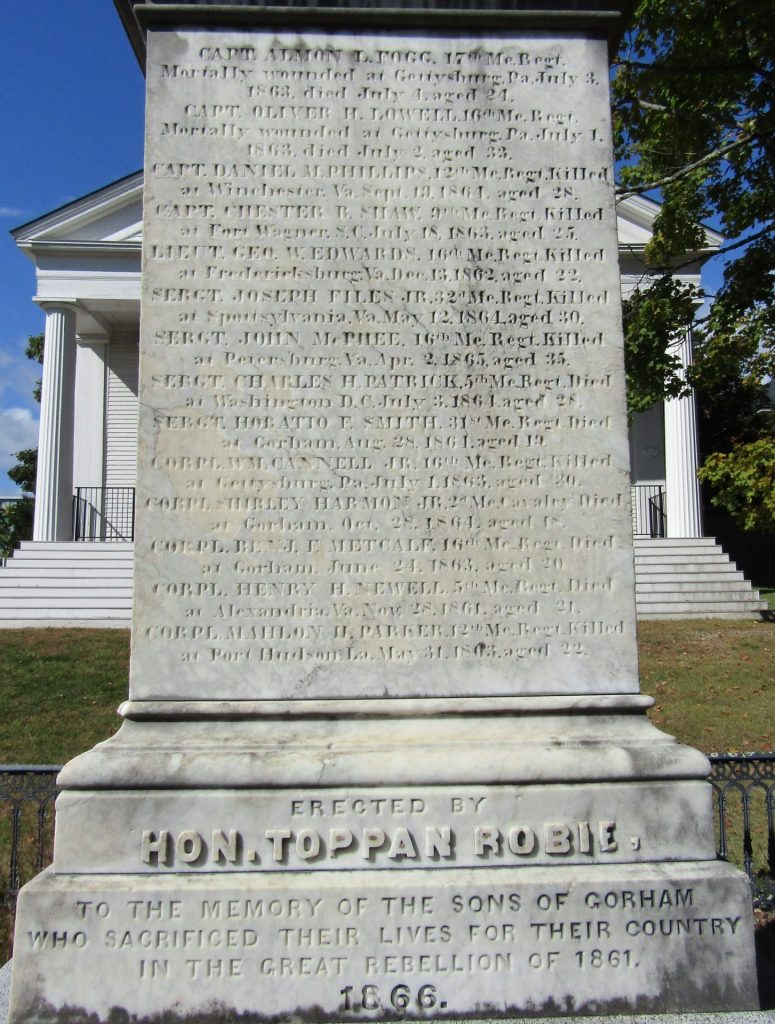 HON. TOPPAN ROBIE CIVIL WAR MEMORIAL STONE A