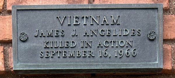 JAMES J. ANGELIDES WAR MEMORIAL PLAQUE