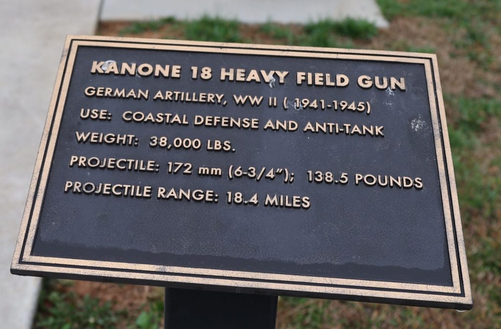 KANONE 18 HEAVY FIELD GUN MEMORIAL PLAQUE