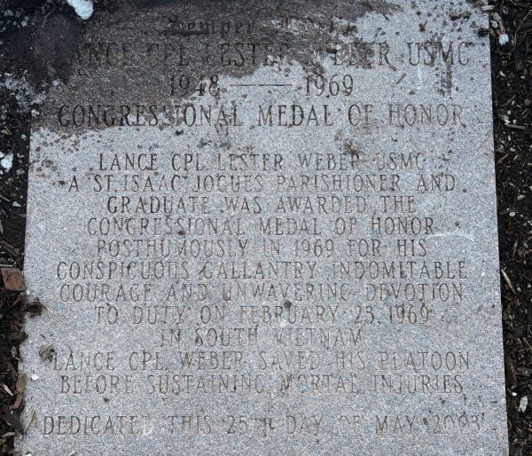 LANCE CPL. LESTER WEBER USMC MEDAL OF HONOR MEMORIAL TABLET