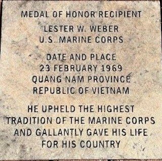 LESTER W. WEBER MEDAL OF HONOR MEMORIAL STONE