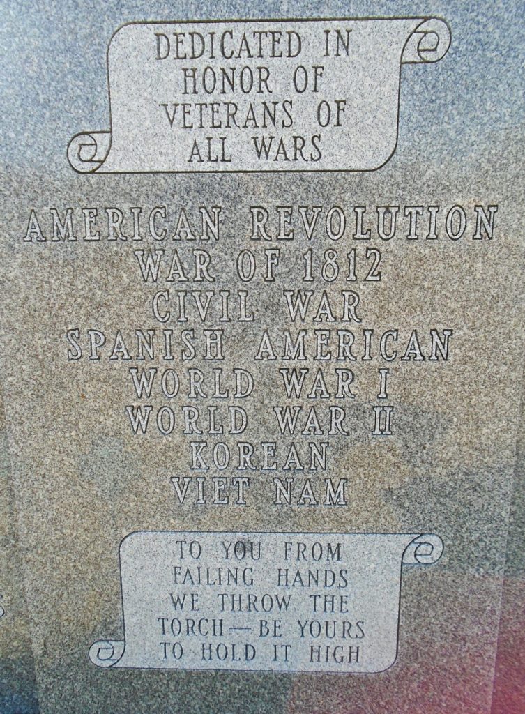 LOGAN VALLEY CEMETERY ALL WARS VETERANS MEMORIAL DEDICATION STONE