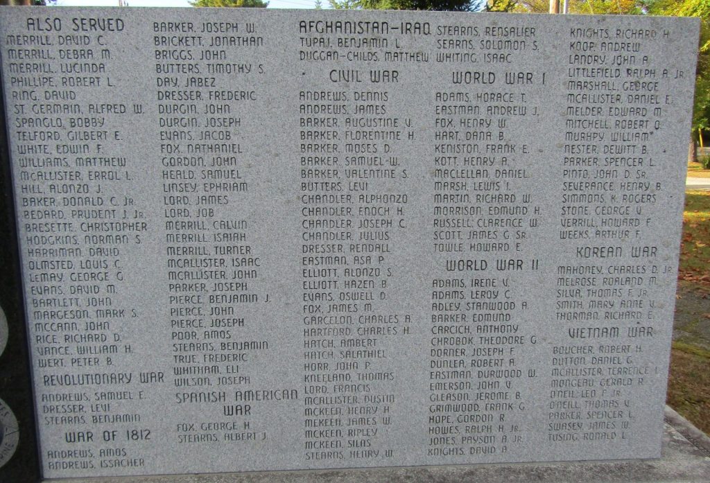 LOVELL ALL VETERANS MEMORIAL STONE D