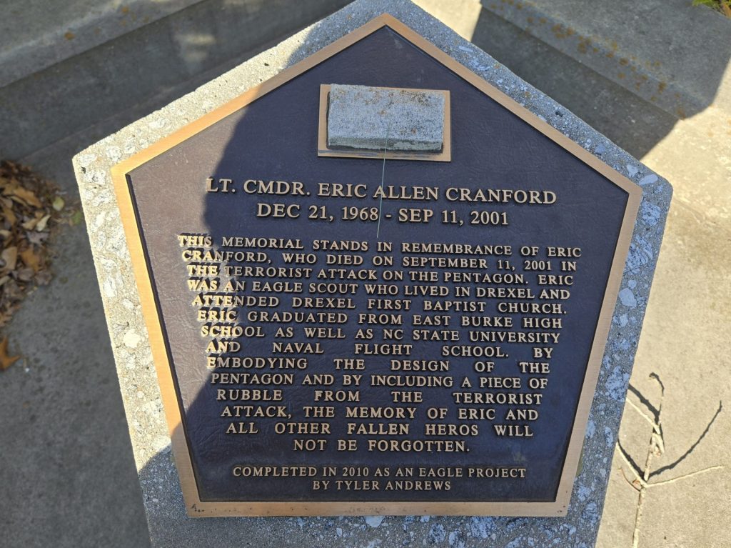 LT. CMD. ERIC ALLEN CRANFORD MEMORIAL PLAQUE