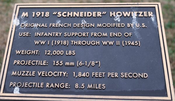M 1918 “SCHNEIDER” HOWITZER MEMORIAL PLAQUE
