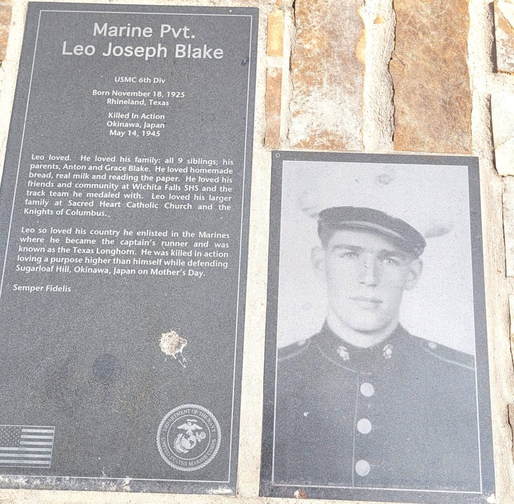MARINE PVT. LEO JOSEPH BLAKE WAR MEMORIAL