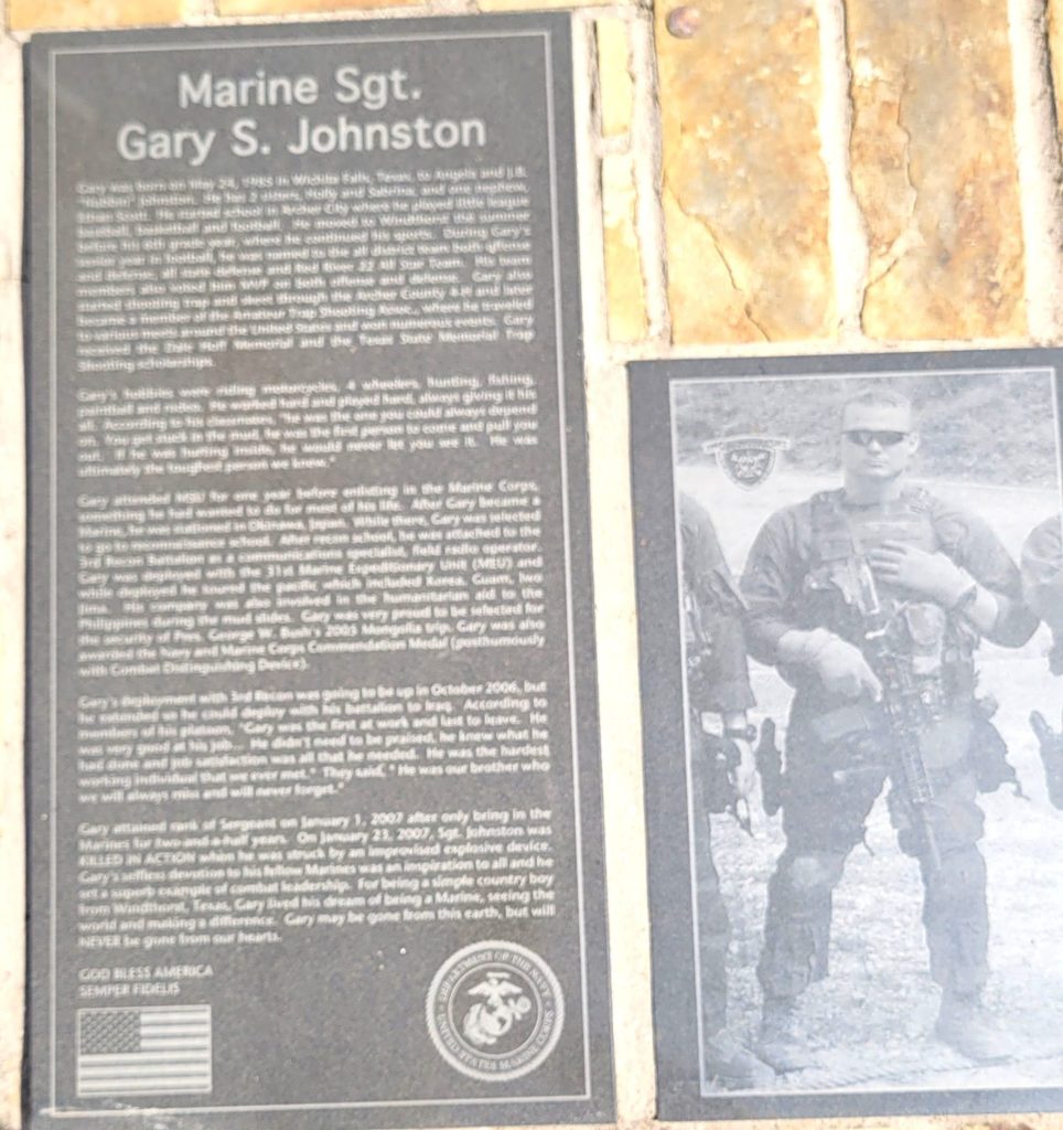 MARINE SGT. GARY S. JOHNSTON WAR MEMORIAL