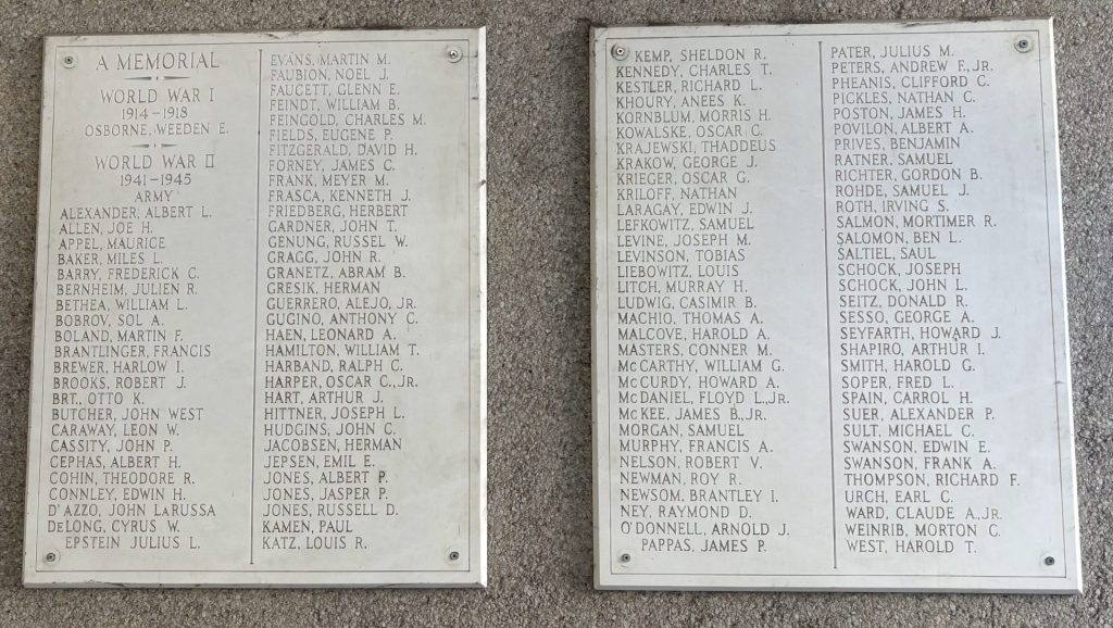 MEMORIAL TO DENTIST KILLED IN WORLD WARS HONOR ROLL STONES