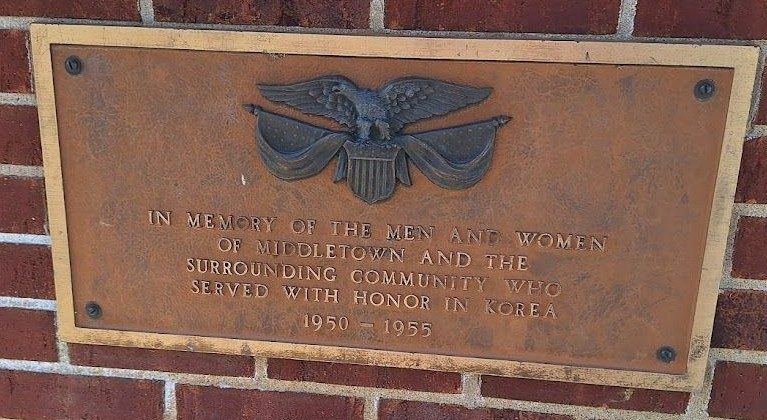 MIDDLETOWN AND SURRONDING COMMUNITY KOREAN WAR MEMORIAL PLAQUE