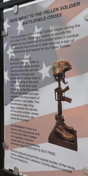MONUMENT TO THE FALLEN SOLDIER BATTLEFIELD CROSS MEMORIAL PLAQUE