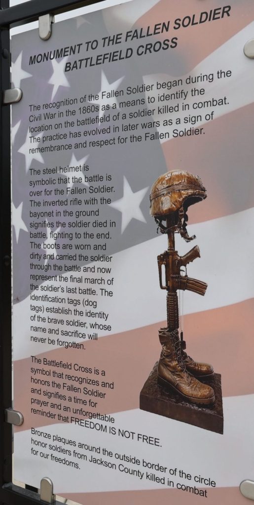 MONUMENT TO THE FALLEN SOLDIER BATTLEFIELD CROSS MEMORIAL PLAQUE