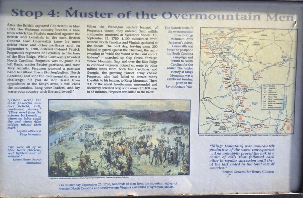MUSTER OF THE OVERMOUNTAIN MEN MEMORIAL PLAQUE