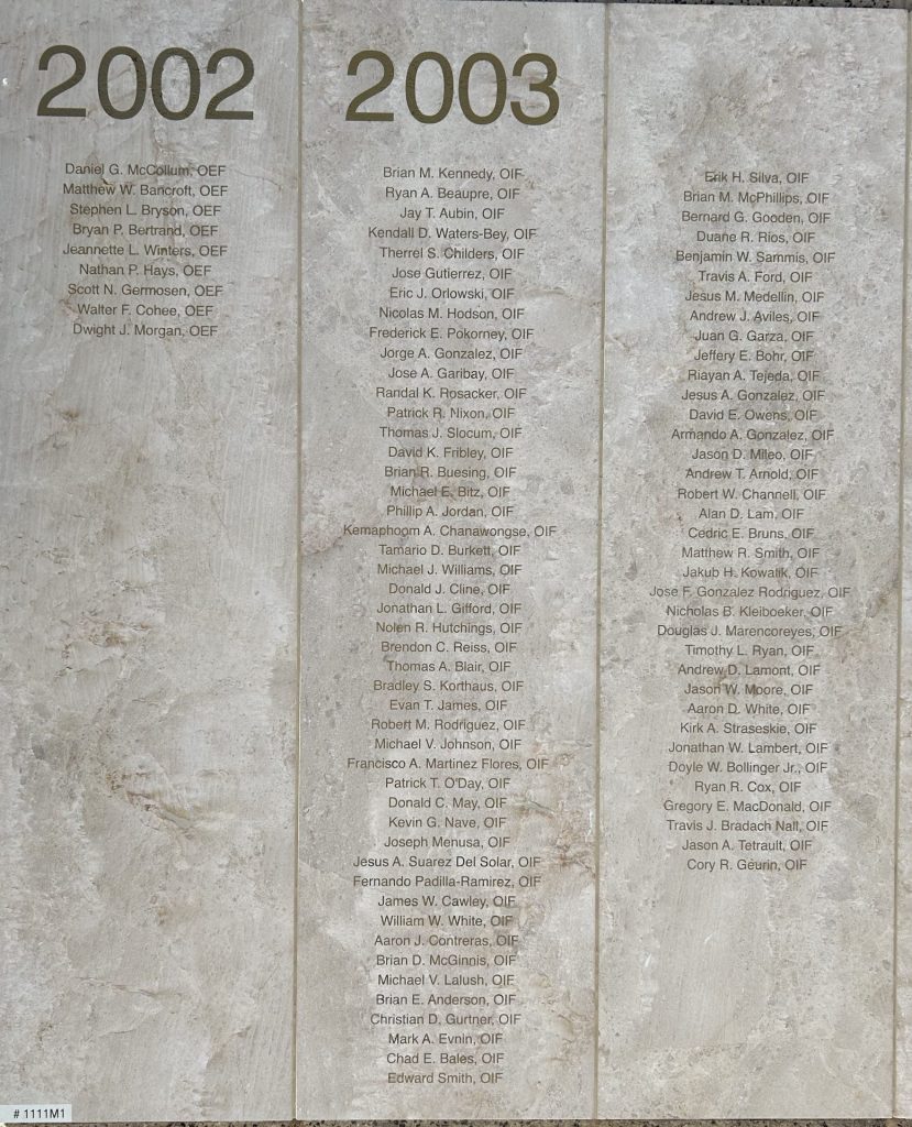 OPERATION ENDURING FREEDOM AND OPERATION IRAQI FREEDOM WAR MEMORIAL STONE C