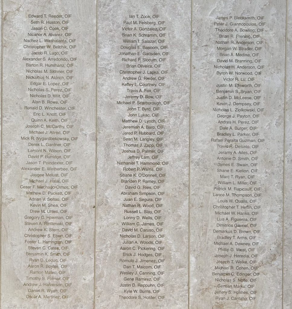 OPERATION ENDURING FREEDOM AND OPERATION IRAQI FREEDOM WAR MEMORIAL STONE E