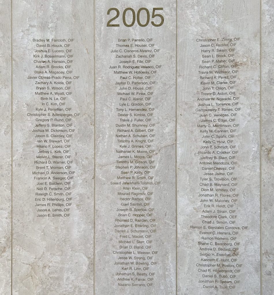 OPERATION ENDURING FREEDOM AND OPERATION IRAQI FREEDOM WAR MEMORIAL STONE F