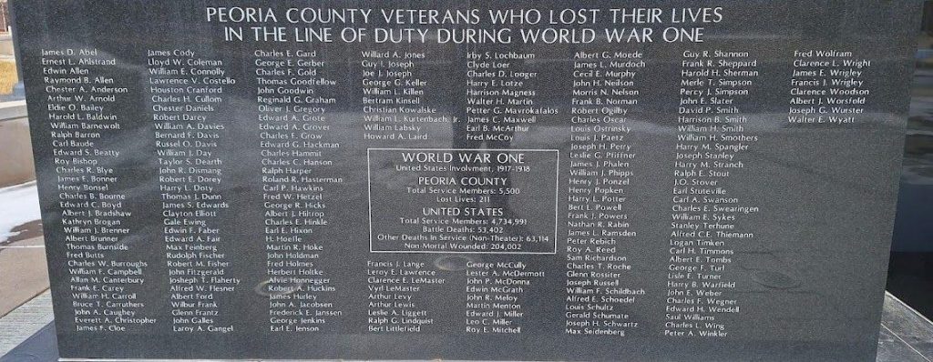 PEORIA COUNTY WORLD WARS MEMORIAL STONE A
