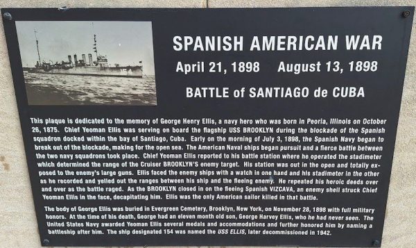 PEORIA SPANISH AMERICAN WAR MEMORIAL PLAQUE