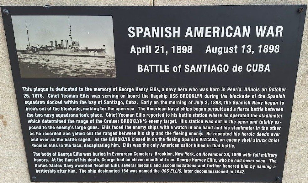 PEORIA SPANISH AMERICAN WAR MEMORIAL PLAQUE