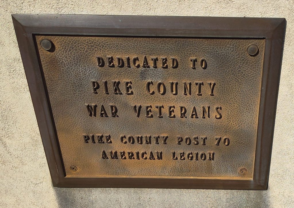 PIKE COUNTY WAR VETERANS MEMORIAL LIGHT POLE PLAQUE