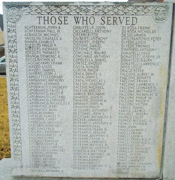ROSETO, PA WORLD WAR II MEMORIAL LEFT STONE