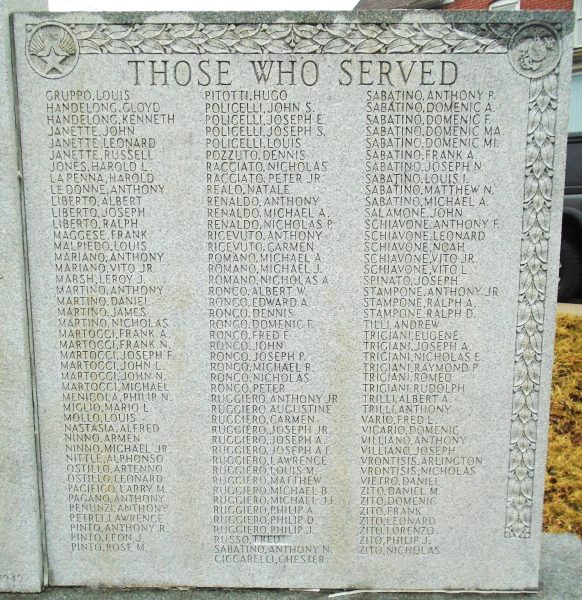 ROSETO, PA WORLD WAR II MEMORIAL RIGHT STONE