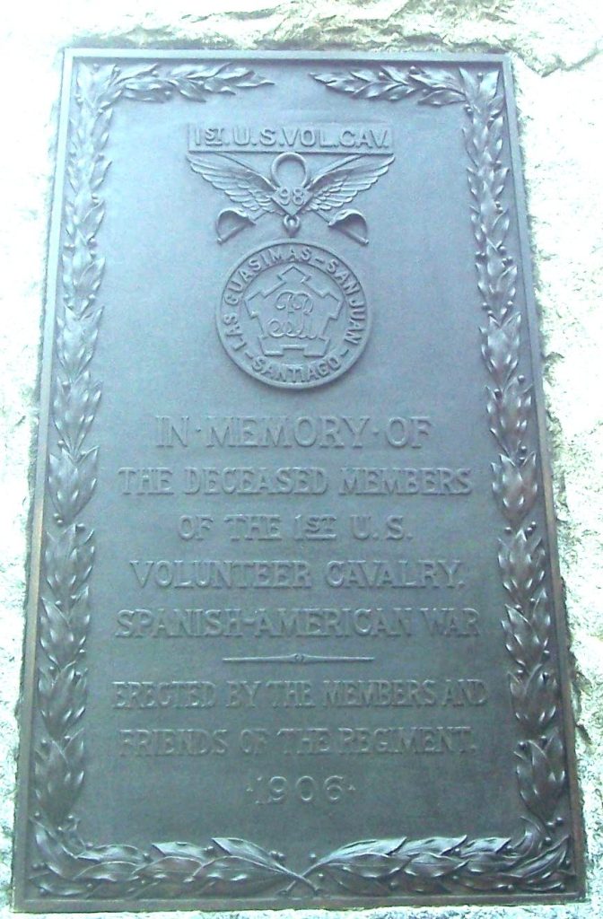 ROUGH RIDERS’ 1ST. U.S. VOL. CAV. WAR MEMORIAL PLAQUE