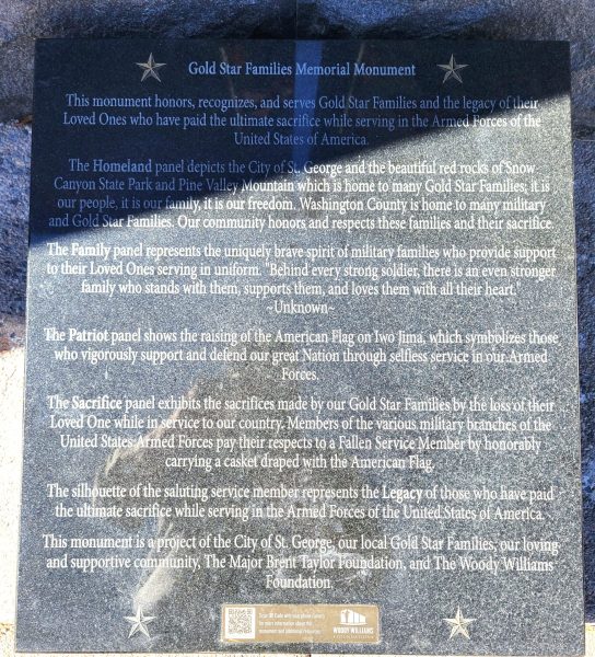 SAINT GEORGE GOLD STAR FAMILIES MEMORIAL MONUMENT STONE