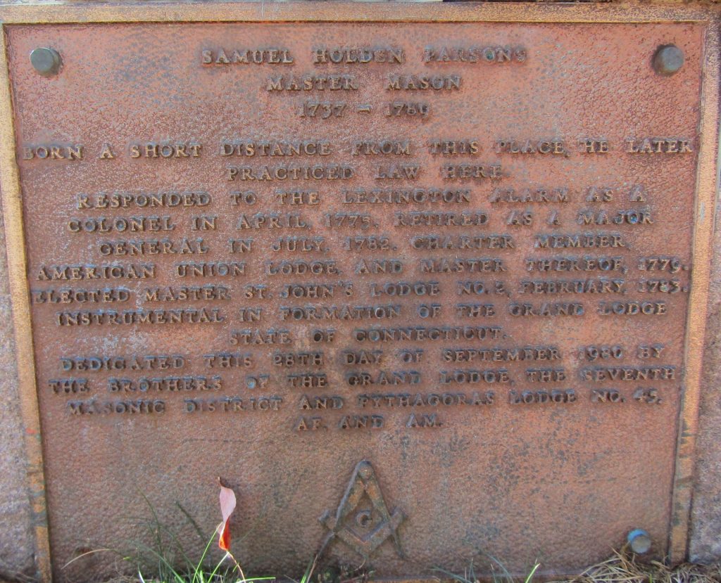 SAMUEL HOLDEN PARSONS REVOLUTIONARY WAR MEMORIAL PLAQUE