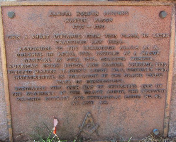 SAMUEL HOLDEN PARSONS REVOLUTIONARY WAR MEMORIAL PLAQUE