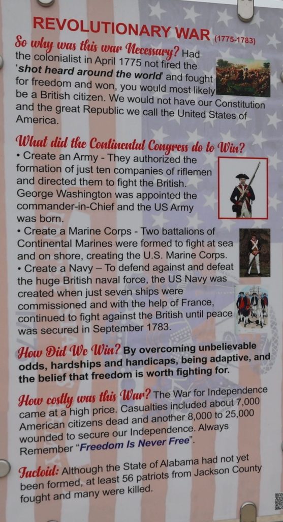 SCOTTSBORO REVOLUTIONARY WAR MEMORIAL PLAQUE