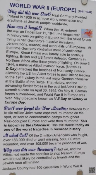 SCOTTSBORO WORLD WAR II (EUROPE) MEMORIAL PLAQUE