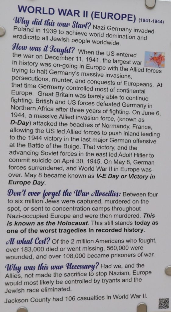 SCOTTSBORO WORLD WAR II (EUROPE) MEMORIAL PLAQUE