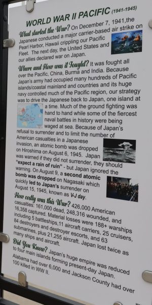 SCOTTSBORO WORLD WAR II (PACIFIC) MEMORIAL PLAQUE