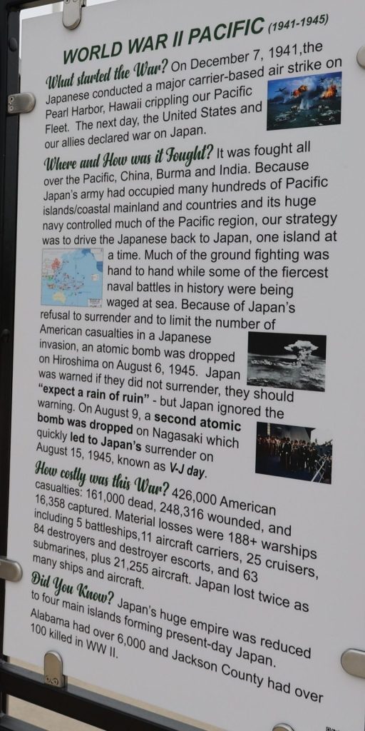 SCOTTSBORO WORLD WAR II (PACIFIC) MEMORIAL PLAQUE