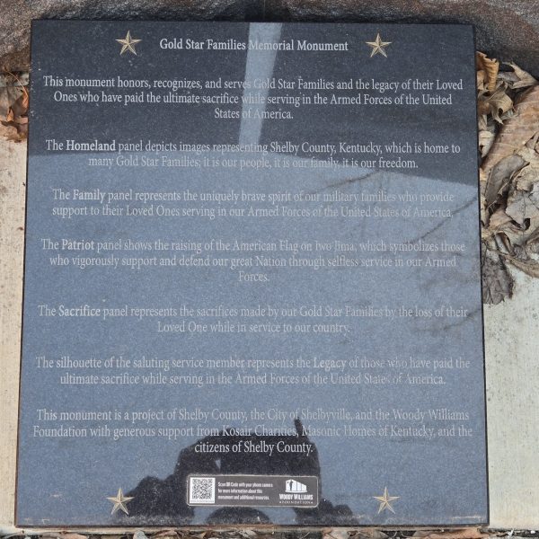 SHELBYVILLE GOLD STAR FAMILIES MEMORIAL MONUMENT PLAQUE