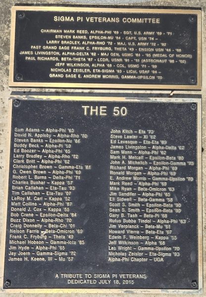 SIGMA PI VETERANS COMMITTEE MEMORIAL PLAQUE